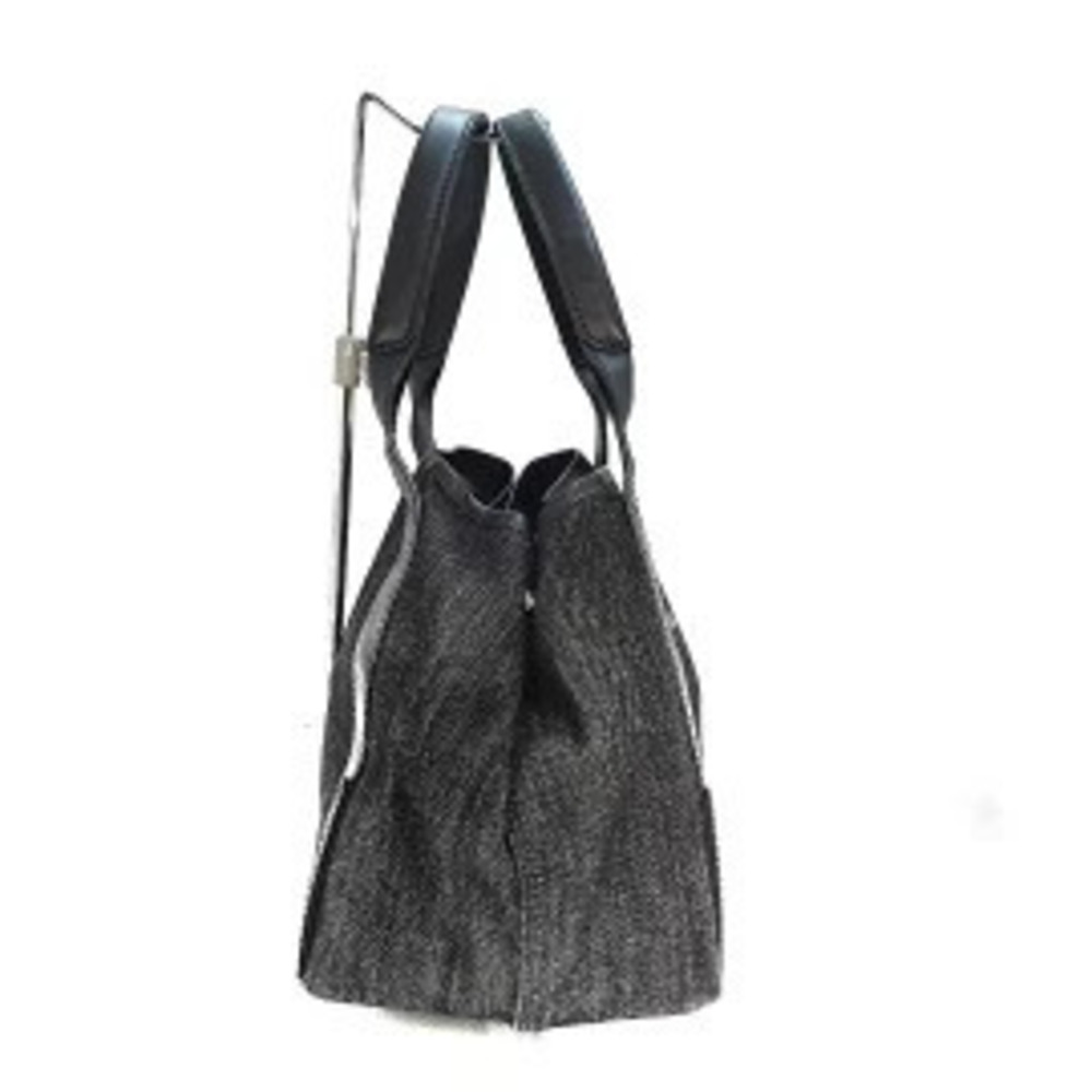 Balenciaga Navy Blue Cabas Tote Bag Black Canvas Leather